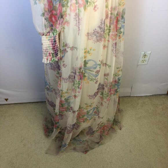 Baltic Born Floral Maxi Dress in Cream and Pink w long sleeves - Picture 15 of 15